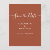 Carte Postale Faire-part Budget Simple Script Terracotta Enregistrer La Dat (Devant)