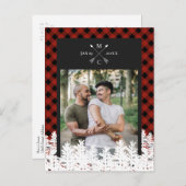 Carte Postale Faire-part Buffalo Check Arrow Monogramme Photo Enregistrer l (Devant / Derrière)