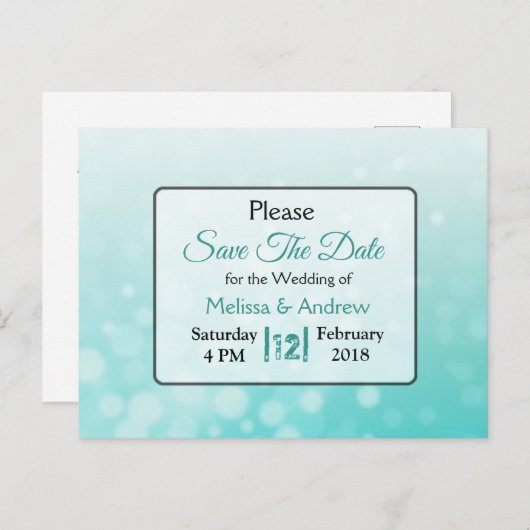 Carte Postale Faire-part Bulles sarcelles Mariage élégant Enregistrer la da (Devant / Derrière)