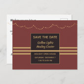 Carte Postale Faire-part Burgundy and Gold Holiday Event Enregistrer la dat (Devant / Derrière)