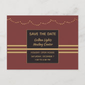 Carte Postale Faire-part Burgundy and Gold Holiday Event Enregistrer la dat (Devant)