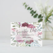 Carte Postale Faire-part Burgundy & Bleu Poussiéreux Aquarelle Save The Dat (Debout devant)