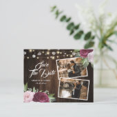 Carte Postale Faire-part Burgundy Blush Floral Enregistrer La Date Photo Ca (Debout devant)