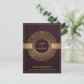 CARTE POSTALE FAIRE-PART BURGUNDY GOLD CLASSIC ORNATE MANDALA ENREGISTRER L (Debout devant)