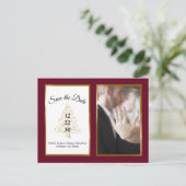 Carte Postale Faire-part Burgundy Gold Winter Wedding Enregistrer La Date P (Debout devant)