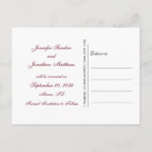 Carte Postale Faire-part Burgundy Grey Script Monogram Formal Enregistrer l (Dos)