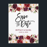 Carte Postale Faire-part Burgundy Moderne Calligraphie Brosse Économisez la<br><div class="desc">Moderne Calligraphie Brosse,  Aquarelle Florale Burgundy Marsala,  Faire-Part de Fiançailles</div>