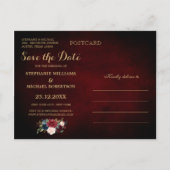 Carte Postale Faire-part Burgundy Rouge Navy Floral Rustique Bohème Enregis (Dos)