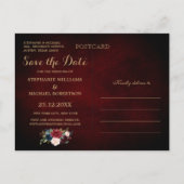 Carte Postale Faire-part Burgundy Rouge Navy Floral Rustique Bohème Enregis (Dos)