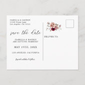 Carte Postale Faire-part Burgundy Terracotta Automne Floral Enregistrer La (Dos)