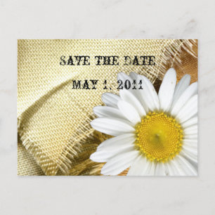 Carte Postale Faire-part Burlap Daisy Enregistrer la date