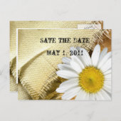 Carte Postale Faire-part Burlap Daisy Enregistrez la Date (Devant / Derrière)