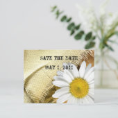 Carte Postale Faire-part Burlap Daisy Enregistrez la Date (Debout devant)