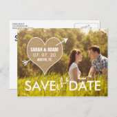 Carte Postale Faire-part Burlap Heart | Rustique Enregistrer la date (Devant / Derrière)