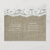Carte Postale Faire-part Burlap & Lace Simple Mariage rustique Enregistrer (Dos)