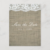 Carte Postale Faire-part Burlap & Lace Simple Mariage rustique Enregistrer (Devant)
