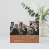 Carte Postale Faire-part Burnt Orange Multi-Photo Enregistrer la date (Debout devant)