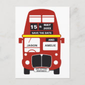 Carte Postale Faire-part Bus de Londres pour le mariage à l'avance (Devant)