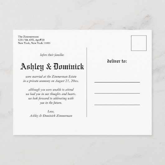 Carte Postale Faire-part C’est le Mariage gothique rustique officiel (Dos)