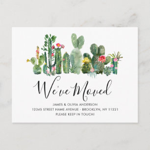 Carte Postale Faire-part Cactus Aquarelle Élégante Nous Avons Déménagé Nouv