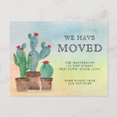 Carte Postale Faire-part Cactus Aquarelle Nous Avons Déménagé Nouvelle Mais (Devant)