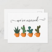 Carte Postale Faire-part Cactus Calligraphie moderne Nous avons évolué (Devant / Derrière)