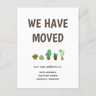 Carte Postale Faire-part Cactus dans un pot Nous avons déménagé