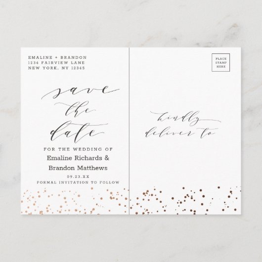 Carte Postale Faire-part Cactus et Terrarium Géométrique Enregistrez la Dat (Dos)