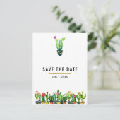 Carte Postale Faire-part Cactus Floral Rustique Sud-Ouest Save the Date (Debout devant)