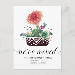 Carte Postale Faire-part Cactus Succulents Cactus Roses Corail Cute Moving 