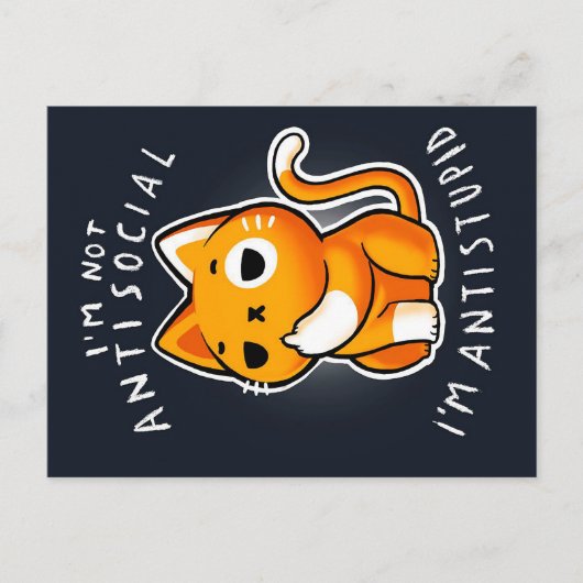 Carte Postale Faire-part Cadeau De Chat Antisocial | Chat Pour Anniversaire (Devant)