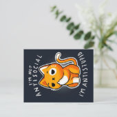 Carte Postale Faire-part Cadeau De Chat Antisocial | Chat Pour Anniversaire (Debout devant)