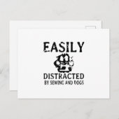 Carte Postale Faire-part Cadeau de couture | Facilement Distrait Par Coutur (Devant / Derrière)