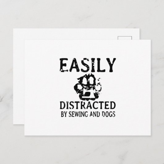 Carte Postale Faire-part Cadeau de couture | Facilement Distrait Par Coutur (Devant / Derrière)