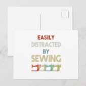 Carte Postale Faire-part Cadeau de couture | Facilement distrait par la cou (Devant / Derrière)