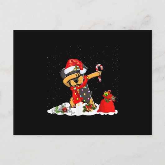 Carte Postale Faire-part Cadeau de Noël drôle de Rottweiler qui fait le dab (Devant)