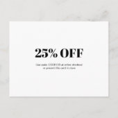 Carte Postale Faire-part Cadeau d'entreprise pour client fidèle avec remise (Dos)