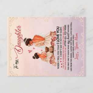 Carte Postale Faire-part Cadeau pour ma fille, fille et maman, lettre d'amo