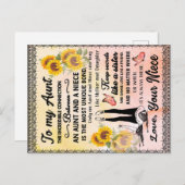 Carte Postale Faire-part Cadeau pour ma tante, cadeau tournesol de ma nièce (Devant / Derrière)