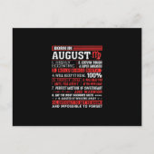 Carte Postale Faire-part Cadeaux d'anniversaire Août - Né en Vierge d'Août (Devant)