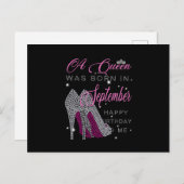 Carte Postale Faire-part Cadeaux d'anniversaire | Une reine est née en sept (Devant / Derrière)