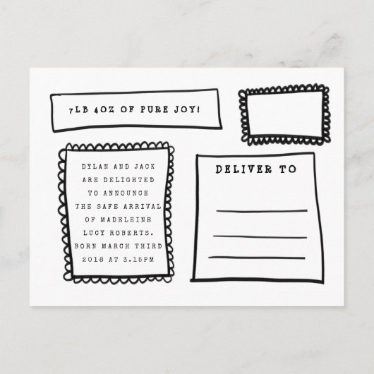 Carte Postale Faire-part cadre bizarre (Dos)