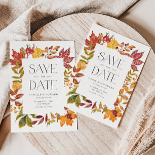 Carte Postale Faire-part Cadre de feuilles d'automne à l'aquarelle, faire-p