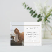 Carte Postale Faire-part Cadre de photo élégant en or pour mariage (Debout devant)