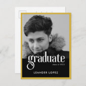 Carte Postale Faire-part Cadre de remise de diplôme en or moderne (Devant / Derrière)