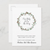 Carte Postale Faire-part Cadre de verdure en coton élégant pour annonce de (Devant / Derrière)