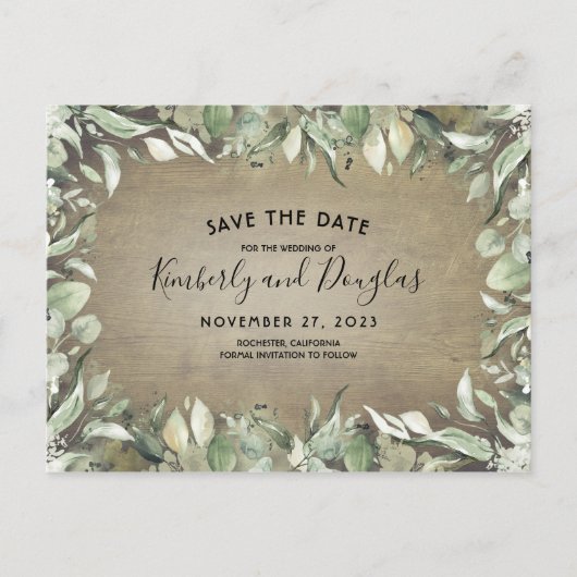 Carte Postale Faire-part Cadre de verdure rustique de campagne Enregistrer  (Devant)