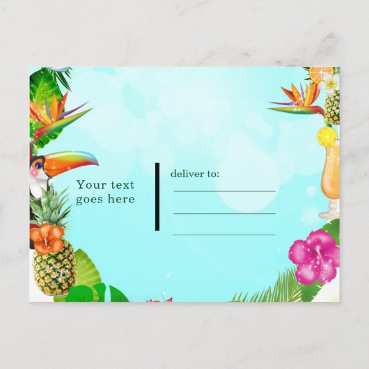 Carte Postale Faire-part Cadre d'été tropical hawaïen Save the Date Party (Dos)