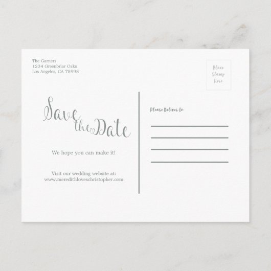 Carte Postale Faire-part Cadre géométrique doré Fleurs Bleues Poussiéreuses (Dos)