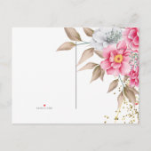 Carte Postale Faire-part Cadre géométrique doré réception florale rose (Dos)